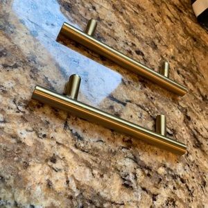 Brushed gold drawer pulls
